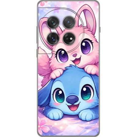 Kompatibel Mobilcover til OnePlus OnePlus 12 Sød kawaii illustration med pink og blå fantasidyr, store øjne og bløde farver perfekt til børnevær