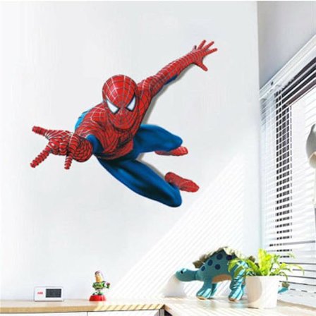 Superhjälte väggdekal 3D Spiderman avtagbar PVC väggdekal Dekorera B