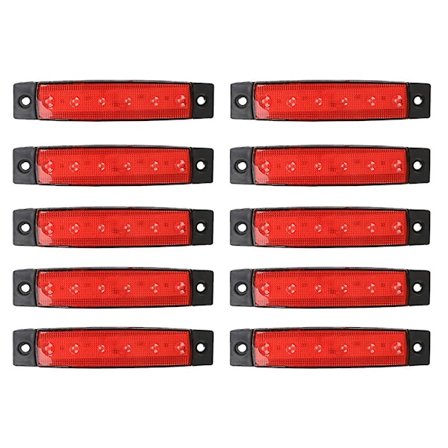 10x 12V LED Røde Sidemarkerlys Indikatorlampe Strip Lastbil Trailer Lorry