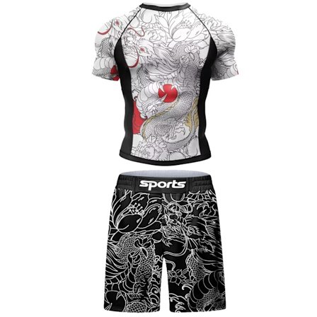 Herre Træningsdragt MMA No Gi Rashguard Jiu Jitsu T-shirt+Bukser Bokse Trøjer Sæt BJJ Muay Thai Shorts Kompression Leggings Sportsdragt
