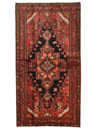 Handgeknüpft Hamadan 108X206 Wollteppich Dunkelrot/Schwarz Klein