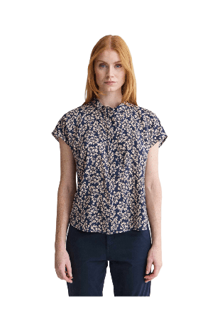 Newhouse Jacqueline Miniflora Top T-shirts & toppar Dam Blå 34