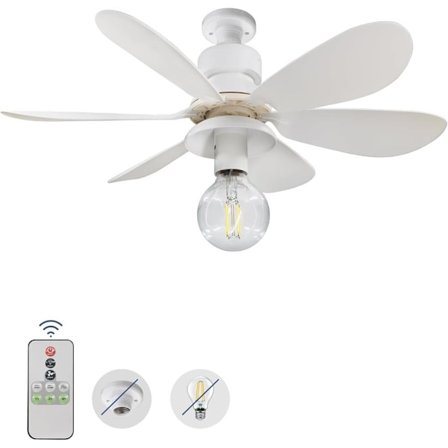 Takfläkt med Lampa 42/52 cm, E27 Sockel, Dimbar LED, Takfläkt för Sovrum/Kök_OF