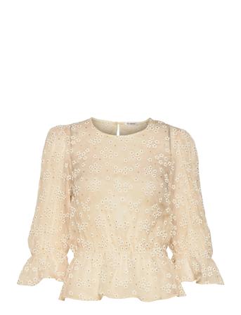 076 Willow Top Bluse Langermet Creme Ida Sjöstedt*Betinget Tilbud