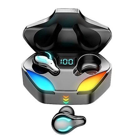 Tws trådlösa öronsnäckor med noll fördröjning för spel, Bluetooth 5.1-headset med mikrofon, vattentäta sportlurar med brusreducering, lång standbytid,