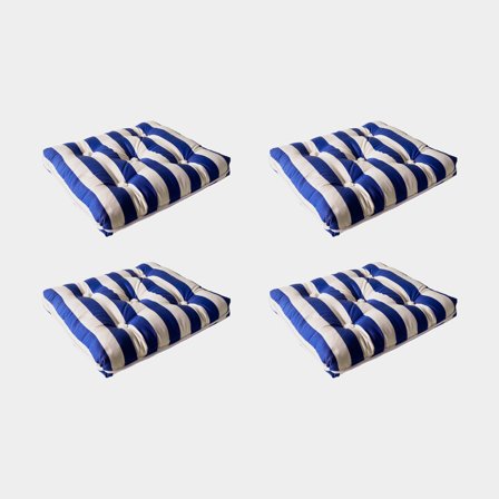 Poduszki na łódź z kapokiem Moory, 45 x 38 x 8 cm, w paski granatowo/białe, pojedyncze, 4-pak - Jachtowa