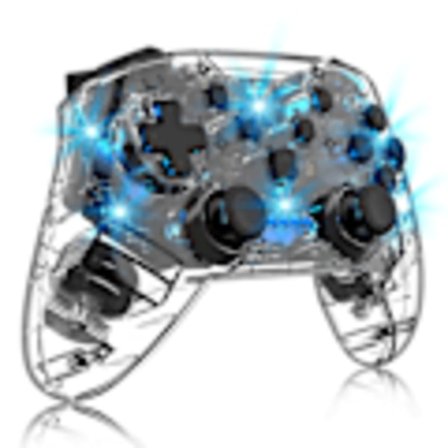 Spelkontroll för PC/Switch/Tesla Model 3/y/x/s, transparent LED-bakgrundsbelysning, stödjer dubbelmotor och dubbelvibrationsfunktion (transparent 