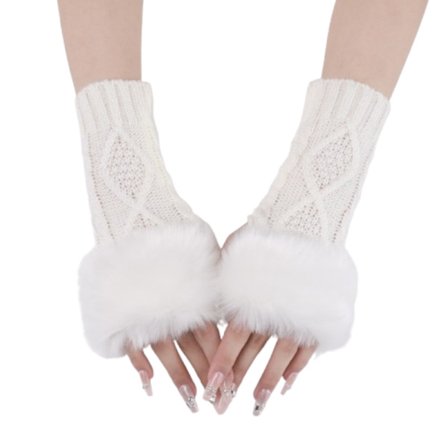 Korte Strikkede Handsker i Diamantmønster