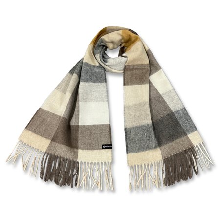 Aurora | Ruskea & Hiekanvärinen Ruudullinen Lampaanvillahuivi miehille - Lämpimät kaulahuivit