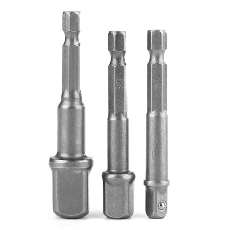 3kpl 1/4" kuusiokanta - 1/4" 3/8" 1/2" neliöadapteri sähköporan hylsyavaimelle