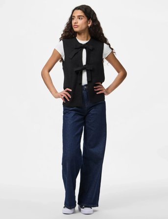 Pieces Pcsilly Sl Rev Tie Vest Knit Noos Bc - Black - S