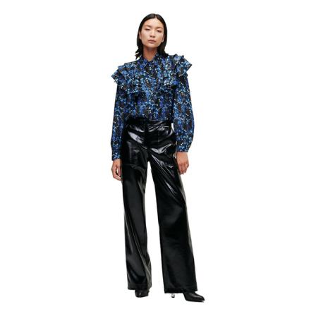 Karl Lagerfeld Orchid Print Silk Shirt Blå, Dame Bluser