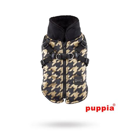 Puppia - Dogstooth Black - Hundtäcke med Integrerad Sele - Varma hundjackor & täcken från Doggie.se