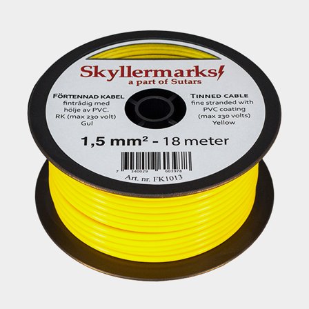 Tinattu kuparikaapeli Skyllermarks RK, pyöreä, yksisäikeinen, 1.5 mm², 18 meter, keltainen