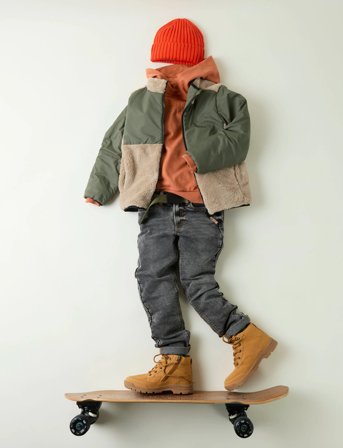 name it Nkmmagnus Sherpa Jacket Rev - Khaki green - 128