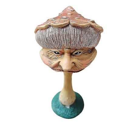 Miniatyr Lykkelige Sopp Resin Statue Med Gammel Kvinne Ansikt Hage Yard Lawn Dcor