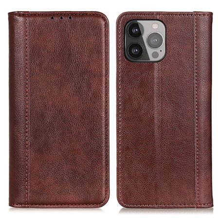 Aito nahkakotelo magneettisuljuksella iPhone 13 Pro Max - Ruskea