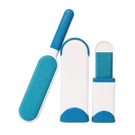 (BLÅ OG HVID) ANTI-HÅR GENANVENDELIG RENGØRINGSBØRSTE til Hunde og Katte