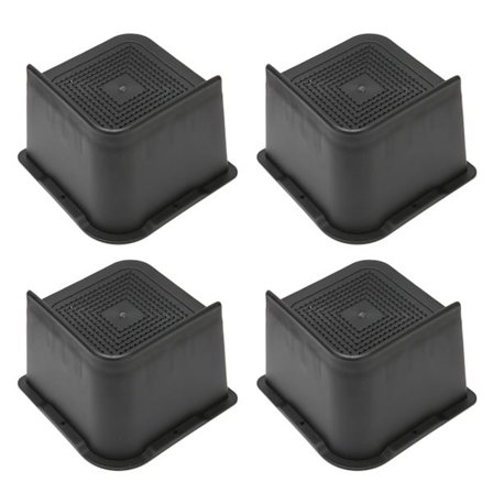 4 STK Sengeforhøyere ABS L Form Anti-skli Stolben Ekstra Løft Møbelforhøyer Standblokker for Skrivebord Skap Sofa Bord Svart 10.2cm/4in