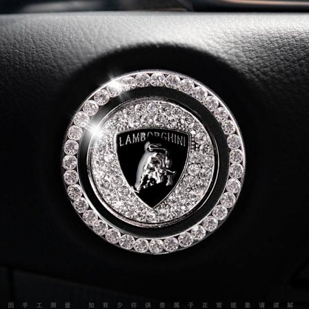 1 st kristall strass applicera Lamborghini bilmotor start stopp dekoration ring, bling biltillbehör, tryck för att starta knapp, nyckel tändning & 