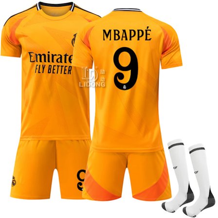 Gos- 2425 Real Madrid Bortedrakt Oransje 9 MBAPPE