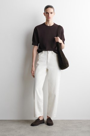 COS Knitted Cotton T-Shirt in Brown - Women