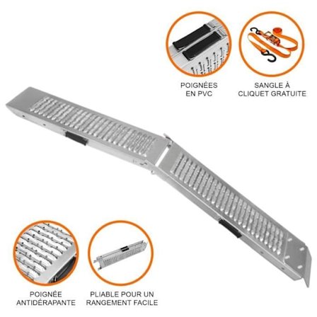 Käännettävä Lastausramppi - Taitettava Hihna - Teräs - Kapasiteetti 200Kg - Liukumaton - Kompakti