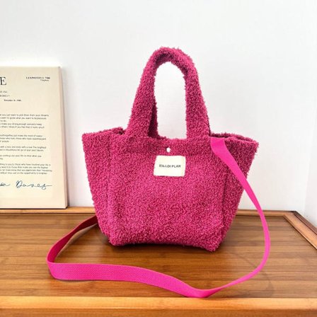 Handvävd väska Ullstickning Axelväskor ROSE RED