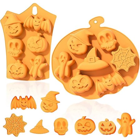2-pak Halloween græskar silikone bageform, græskar silikoneform, Halloween chokolade slik silikoneform, kan lave slik, kage