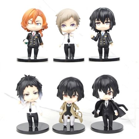6 stk./parti Bungos Strays Dogs Dazais Osamus Anime Figur Leke Samlemodell Statue Leker PVC Figurer Skrivebords Ornamenter Fans Samlemodell