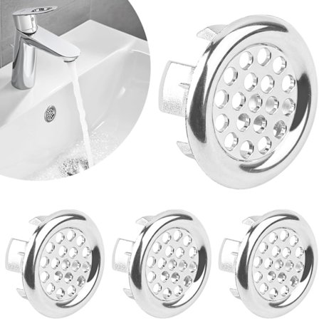 4 KPL Pesuhuoneen Pesualtaan Ylivuoto Rengas, Pyöreä Altaan Tulppa/Rengas & Altaan Reiän Suojus Viemärin Kannen Altaaseen, Pesualtaan Ylivuoto Reiän 