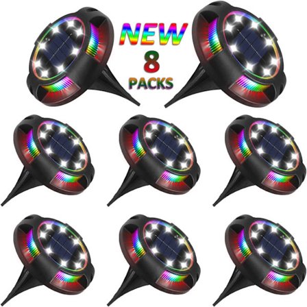 Solcelle Jordlys Utendørs 12 LED Solcelle Hage Lamper 8 Pakke Solcelle Lamper Oppgradert Sti Lamper Vanntett Solcelle Landskap Gangvei Lamper 