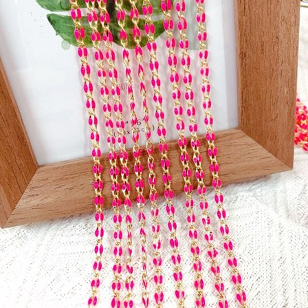 Emalj Kabelkedja Emalj Rolo Chain ROSE RED