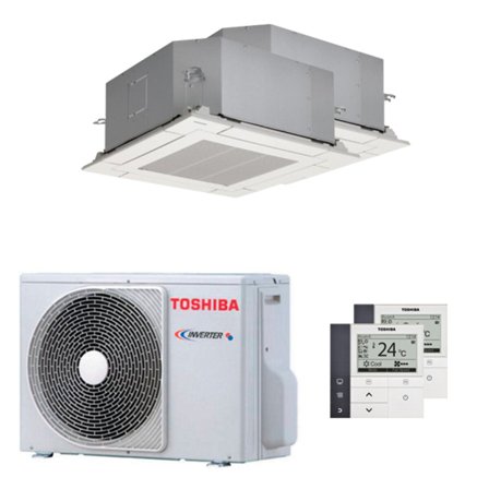 Condizionatore Toshiba Cassetta compatta U2 a 4 vie dual split 9000+9000 BTU inverter A++ unità esterna 4,0 kW