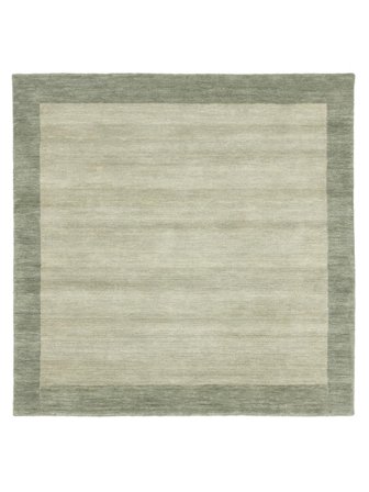 Wool Rug Plain (Single Colored) Handloom Frame Grey/Green Square Large