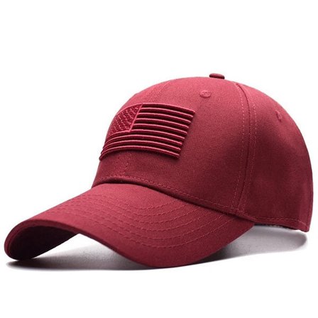 Rød amerikansk flag broderet lavprofil baseballkasket, amerikansk flag hat, justerbar.