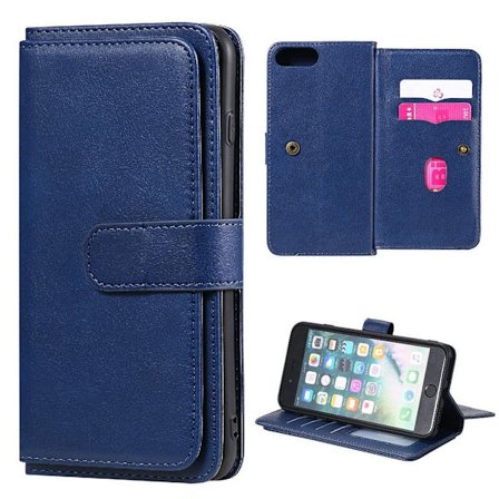 iPhone 7 Plus / iPhone 6 Plus / 6S Plus fodral med 10 fickor - Blå