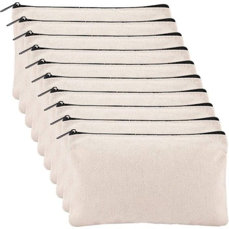 10-pakning tomme DIY lerretsvesker - bomull