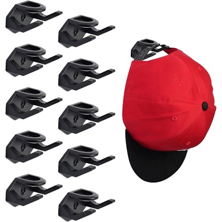 Hatteknagg, 10 stk. selvklebende veggmontert hattehylle kompatibel med baseballcaps, capsholder, veggmonterte selvklebende hatteknagger, kompatibel 
