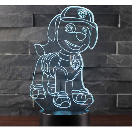 3D Illusjonslampe Paw Patrol Nattlys, 16 Farger Blinkende, Dekorativ Nattbordslampe Nattlys Kreativ Gave