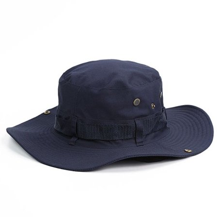 Solhatt - Stilig - Bomull - Unisex solhatt - Justerbar sommerfiskehatt for utendørs bruk - Marineblå