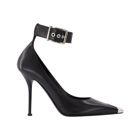 Alexander McQueen Boxcar Pumps With Silver Hardware Sort, Dame, Størrelse: 37 EU