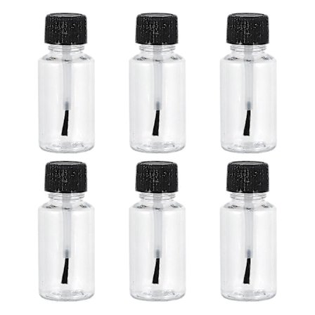 6 kpl 20 ml tyhjiä kynsilakkapulloja, kirkkaita kynsilakkapulloja siveltimellä