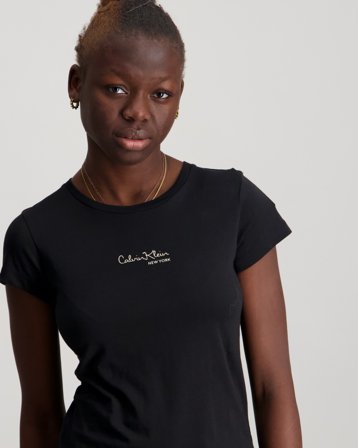 Calvin Klein SIGNATURE AW S/S T-SHIRT Svart T-shirts Tjej - Kids Brand Store