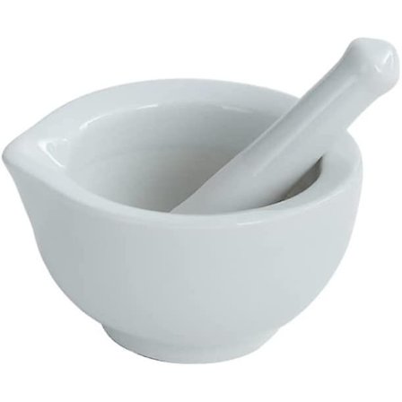 Porselensmorter og støter, krydder hvitløk urte kvern, blandeskål, knusersett, kjøkkenverktøy - 3,2 tommer