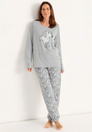 Cellbes of Sweden - Tvådelad pyjamas - gråmelange - för damer - 34/36