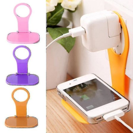 Opladningsholder Foldbar Mobiltelefon Væglader Adapter Hængende Stativ Mobiltelefon Krog Beslag Støtte Opladningsbøjle Hylde