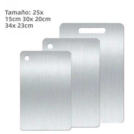 Sæt med 2 dobbeltsidede skærebrætter i naturlig bambus eller rustfrit stål til grøntsager, frugt og kød