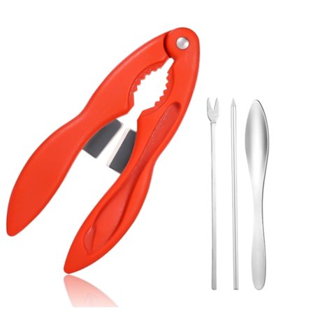 Rustfrit stålkrabbe-spiseværktøj, håret krabbe-saks, krabbenål-gaffel, krabbeske, aftageligt krabbesæt