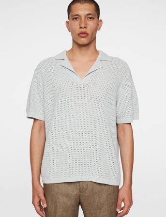 J. Lindeberg Ethan Open Collar Knit Polo - Blue - XL